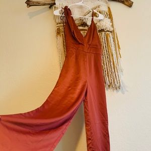 Lulus luxe satin asymmetrical burnt red jumper NWT